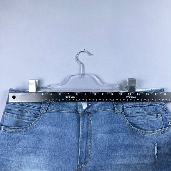 Democracy Denim Bermuda Shorts Women Size 16 AB Solution Distressed Stretch Blue - Picture 5 of 10